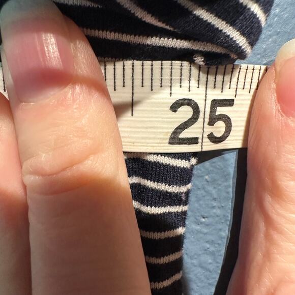 J.Jill Size Large Cap Sleeve Knit Top Wearever Collection Navy White Stripe - Picture 5 of 6